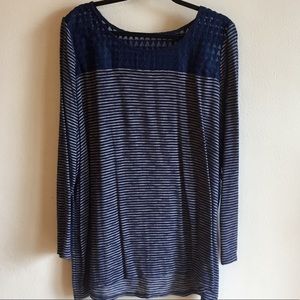 Navy striped knit Lane Bryant top